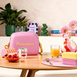 Хладилна чанта Polarbox Pop, 6 литра, Включени 2 кутии за обяд, Запазва студено до 24 часа, Розов/Жълт