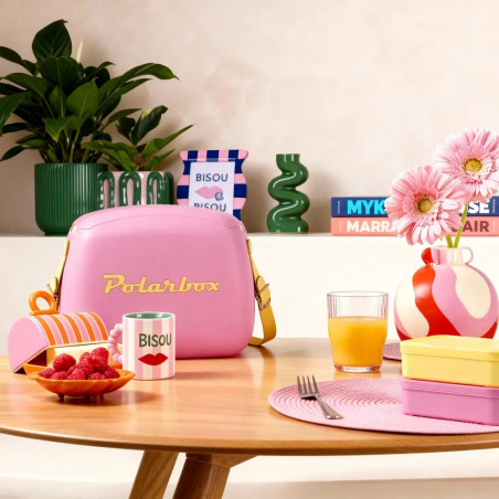 Хладилна чанта Polarbox Pop, 6 литра, Включени 2 кутии за обяд, Запазва студено до 24 часа, Розов/Жълт