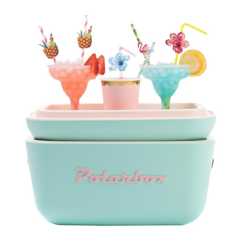 Хладилна чанта Polarbox Classic, 20 литра, AIRPOP полистирол, 5-15C до 24 часа, Класическа кожена каишка, Син/Розов