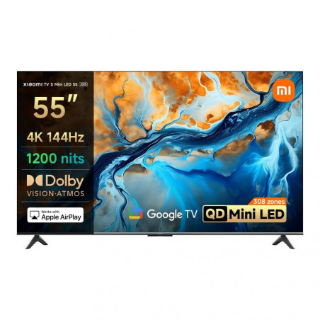Телевизор Xiaomi S Pro Mini LED 55 2026 ELA6300EU, 55'', 139 см, 3840x2160 UHD-4K, Клас G, Smart TV, QD-Mini LED, Bluetooth, Wi-Fi, Android, Черен