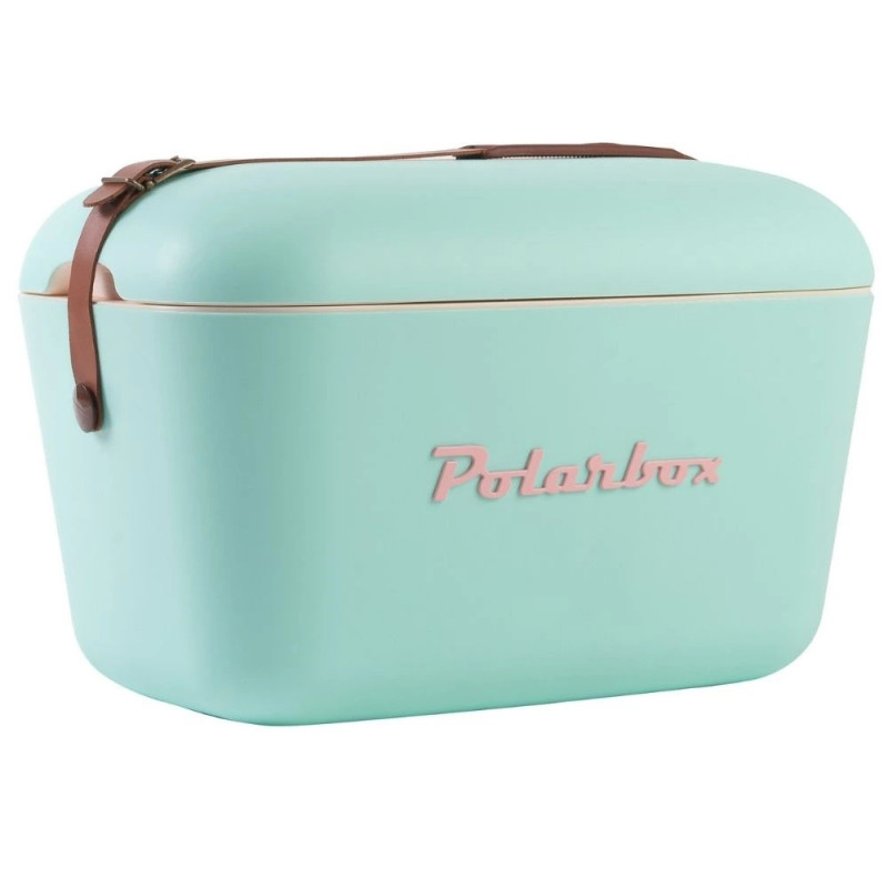 Хладилна чанта Polarbox Classic, 12 литра, AIRPOP полистирол, 5-15C до 24 часа, Класическа кожена каишка, Син/Розов