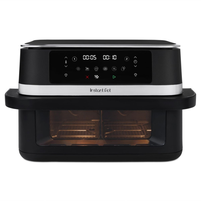 Двоен фритюрник с горещ въздух 8в1 Instant Pot Vortex VersaZone XL ClearCook 140-3025-01-EU, 2800W, 12 л, 205°C, EvenCrisp, Синхронизирано приключване на програмите, Сензорно управление, Черен/Инокс