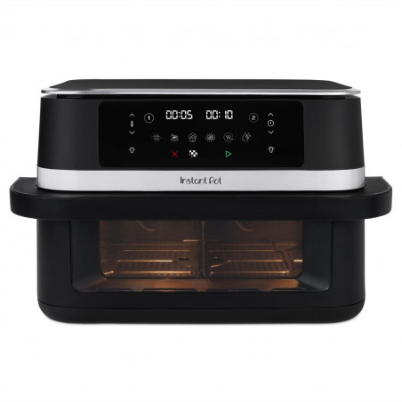 Двоен фритюрник с горещ въздух 8в1 Instant Pot Vortex VersaZone XL ClearCook 140-3025-01-EU, 2800W, 12 л, 205°C, EvenCrisp, Синхронизирано приключване на програмите, Сензорно управление, Черен/Инокс