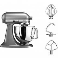 Планетарен миксер KitchenAid Artisan Elegance 5KSM125ECU Contour silver, 300W, 4.8 л, Direct drive, 10 скорости, Сив металик