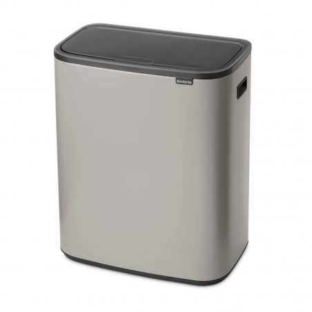 Кош за боклук Brabantia Bo Touch 1010456, 2x30 л, Плавно и безшумно отваряне, Голям отвор, Сив