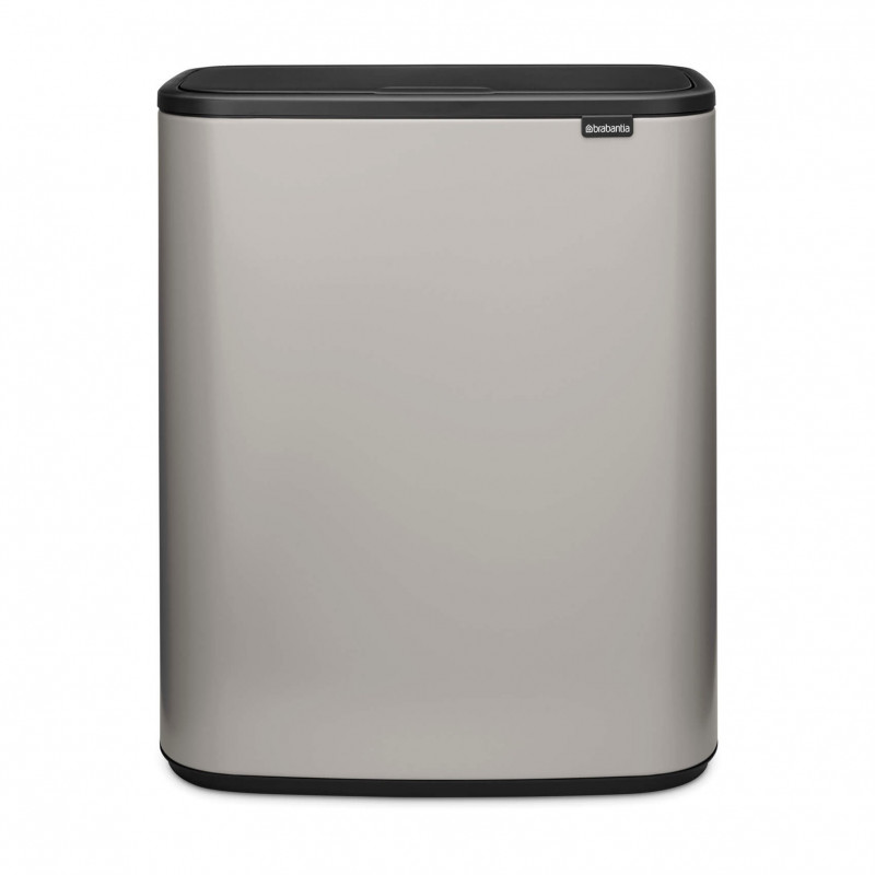 Кош за боклук Brabantia Bo Touch 1010456, 2x30 л, Плавно и безшумно отваряне, Голям отвор, Сив