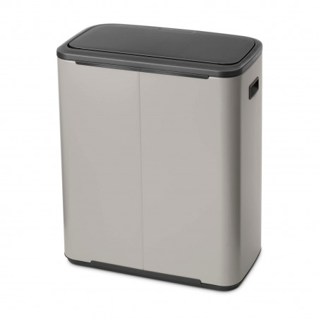 Кош за боклук Brabantia Bo Touch 1010456, 2x30 л, Плавно и безшумно отваряне, Голям отвор, Сив