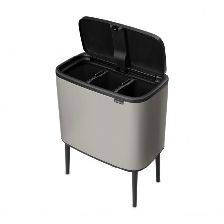 Кош за боклук Brabantia Bo Touch 1010454, 3x11 л, Плавно и безшумно отваряне, Голям отвор, Сив