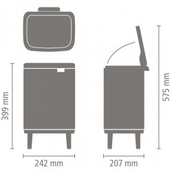 Кош за боклук Brabantia Bo Small Hi 1010461, 7 л, Повдигнат, Плавно и безшумно отваряне, Противоплъзгаща основа, Бежов
