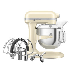 Планетарен миксер KitchenAid Artisan 5KSM70SHXEAC Almond cream, 375 W, 6.6 л, 11 скорости, 67 точки на допир, Повдигане на купата, Специална скорост Fold, Flex Edge, Крем