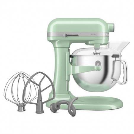 Планетарен миксер KitchenAid Artisan 5KSM60SPXEPT Pistachio, 375 W, 5.6 л, 11 скорости, 67 точки на допир, Повдигане на купата, Специална скорост Fold, Светлозелен