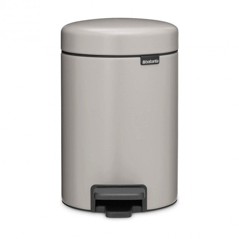 Кош за боклук с педал Brabantia NewIcon 1010433, 3 л, Плавно затваряне, Противоплъзгаща основа, Светлосив