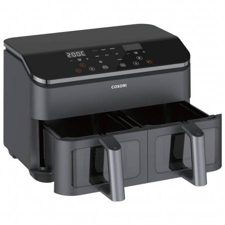 Втора ръка: Двоен фритюрник с горещ въздух Cosori Dual Basket CAF-R901-AEU, 1750 W, 8.5 л, 8 програми, Таймер, Touch screen, Черен