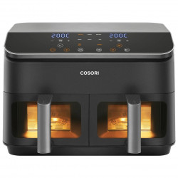 Втора ръка: Двоен фритюрник с горещ въздух Cosori Dual Basket CAF-R901-AEU, 1750 W, 8.5 л, 8 програми, Таймер, Touch screen, Черен