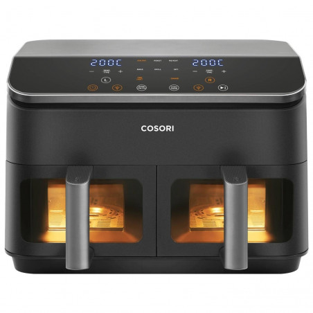 Втора ръка: Двоен фритюрник с горещ въздух Cosori Dual Basket CAF-R901-AEU, 1750 W, 8.5 л, 8 програми, Таймер, Touch screen, Черен