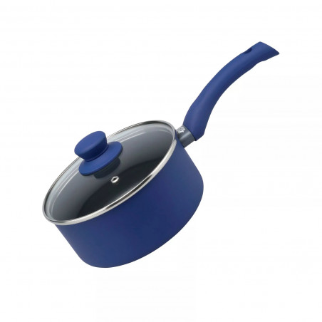 Втора ръка: Касерола със стъклен капак Tasty Everyday 678556, 18 см, 1.8 л, Индукция, Алуминий, Незалепващо покритие, Син