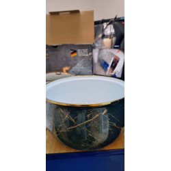 Втора ръка: Тенджера Goldmann GM 8017-22G, 5л, 22х14 см, Емайлирана, Индукция, Стъклен капак, Изумрудено зелено