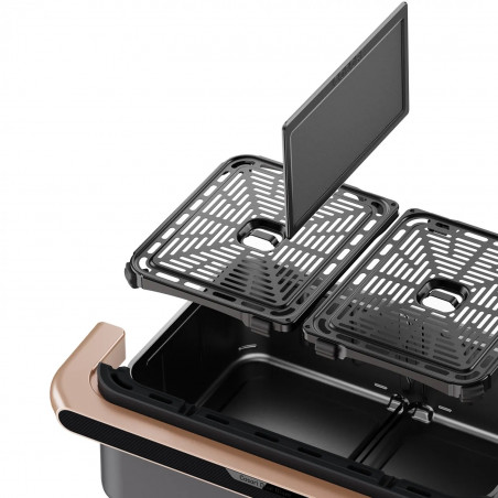 Втора ръка: Двоен фритюрник с горещ въздух Cosori Dual Blaze TwinFry CAF-TF101S, 10 л, 6 програми, 35-240 C, Таймер, ThermoIQ, Синхронизирано готвене и приключване, Черен
