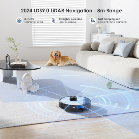 Втора ръка: Прахосмукачка робот със станция Lubluelu SL60 Plus, 42W, Моп, LiDAR, Автономия 120 минути, 2600 mAh, Черен