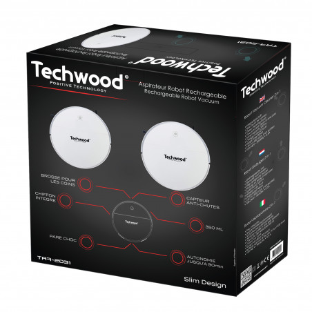 Втора ръка: Прахосмукачка робот 2 в 1 Techwood TAR-2031, 450 Pa, 350 мл, Моп, Автономия 90 мин, Бял
