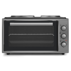 Втора ръка: Готварска печка Foreti EO 4620 G, 46 л, 3000 W, Два котлона, Термостат, Скрит долен нагревател, Емайл, Сив
