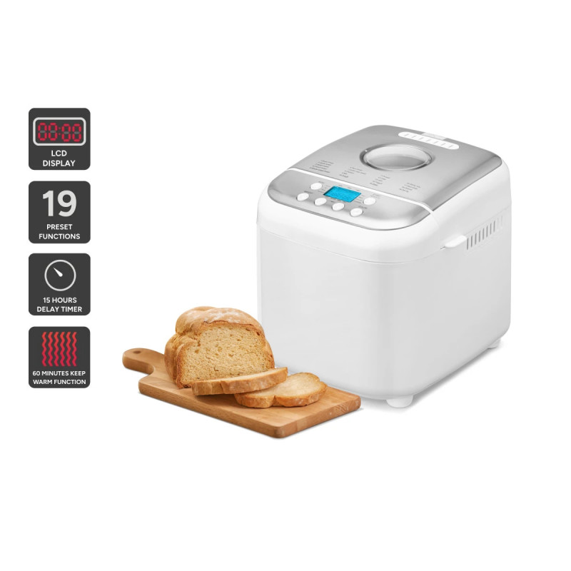 Втора ръка: Хлебопекарна Crown CBM-6511, 600W, 1l, 19 програми, Таймер, LCD дисплей, Памет, Бял