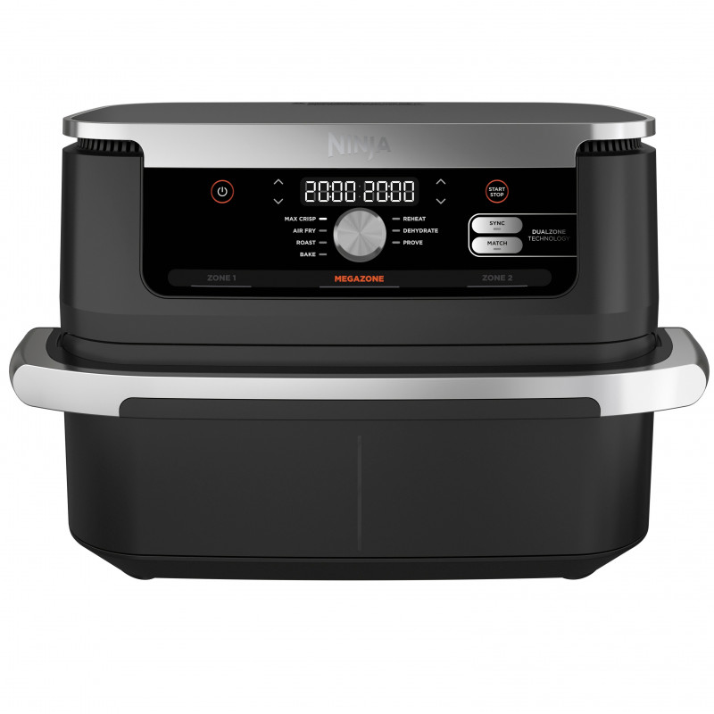 Втора ръка: Двоен фритюрник с горещ въздух Ninja AF500EU, 10.4 л, 7 програми, Таймер, Независими зони, Черен/Инокс