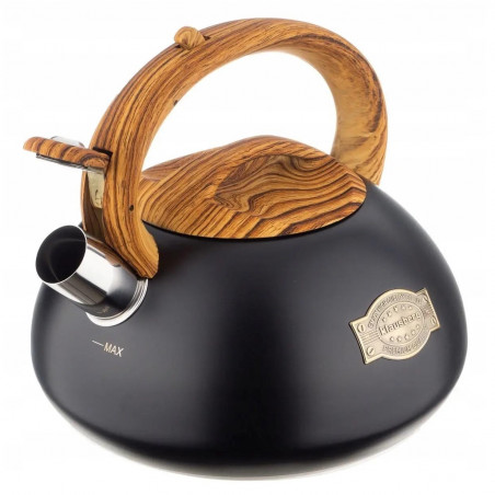 Втора ръка: Свирещ чайник Klausberg KB 7565, 3 л, Дебелостенна основа, Индукция, Черен/кафяв