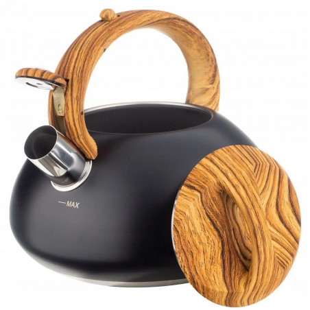Втора ръка: Свирещ чайник Klausberg KB 7565, 3 л, Дебелостенна основа, Индукция, Черен/кафяв