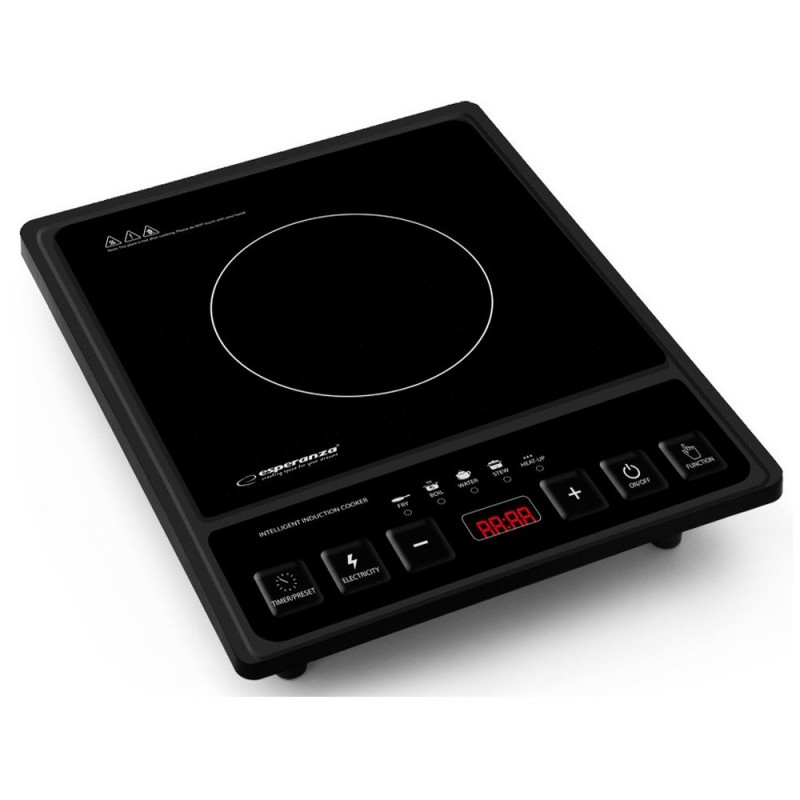 Втора ръка: Индукционен котлон Esperanza Krakatau EKH005, 2000W, 80-270°C, 5 функции, Черен