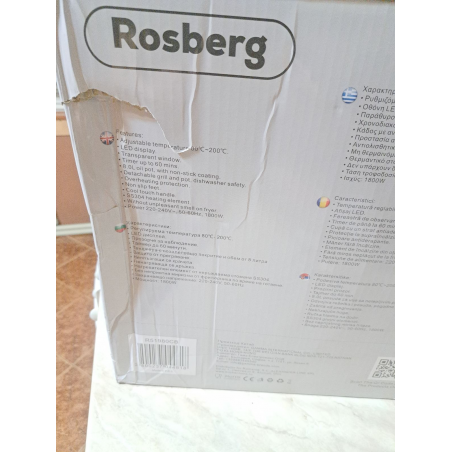 Втора ръка: Фритюрник с горещ въздух AirFryer Rosberg R51980CB, 1800W, 8 л, 7 програми, Таймер, Черен