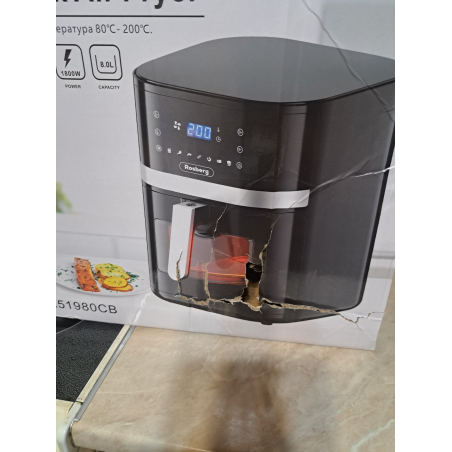 Втора ръка: Фритюрник с горещ въздух AirFryer Rosberg R51980CB, 1800W, 8 л, 7 програми, Таймер, Черен
