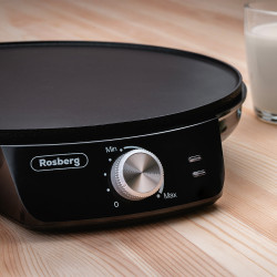 Втора ръка: Уред за палачинки Rosberg R51323A, 1200W, Включен прибор, 30 см, Терморегулатор, Черен