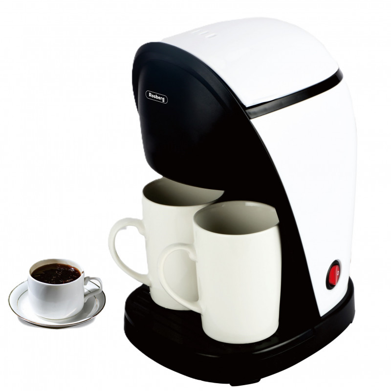 Втора ръка: Кафемашина Rosberg R51170E, 450W, 250ml, 2 чаши, Постоянен филтър, Бял
