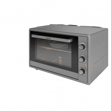 Втора ръка: Малка готварска печка Elite EMO-FL 65 2591, 2000W, 65 литра, 3 режима, Двойно стъкло, Термостат, Таймер, Турбо вентилатор, Сив