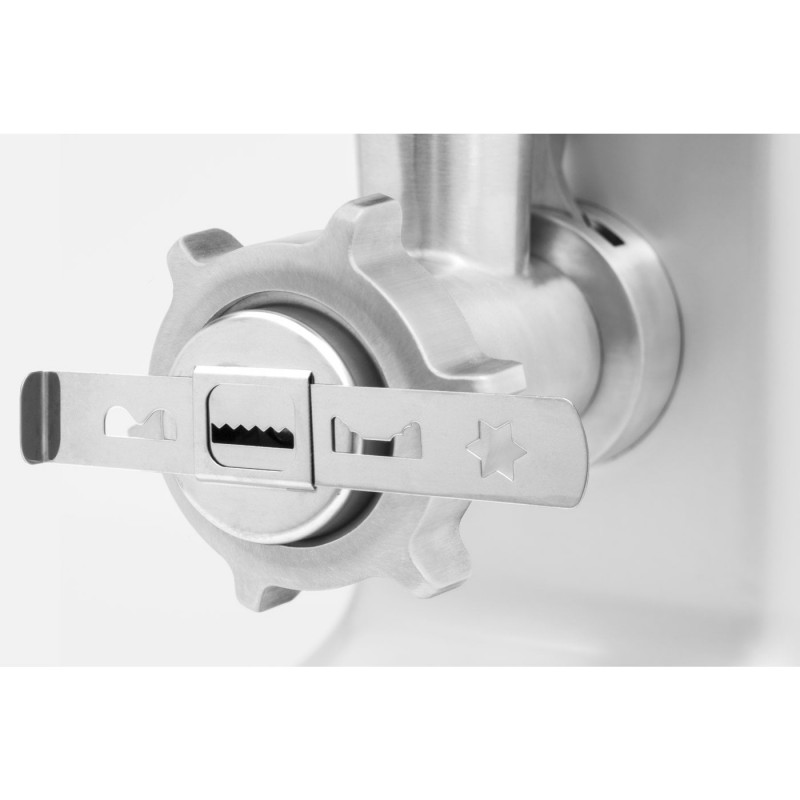 Месомелачка Caso FW 2000, 2000 W, 2 скорости, Обратен ход, 2.5 кг/мин, Аксесоари, Неръждаема стомана, Бял