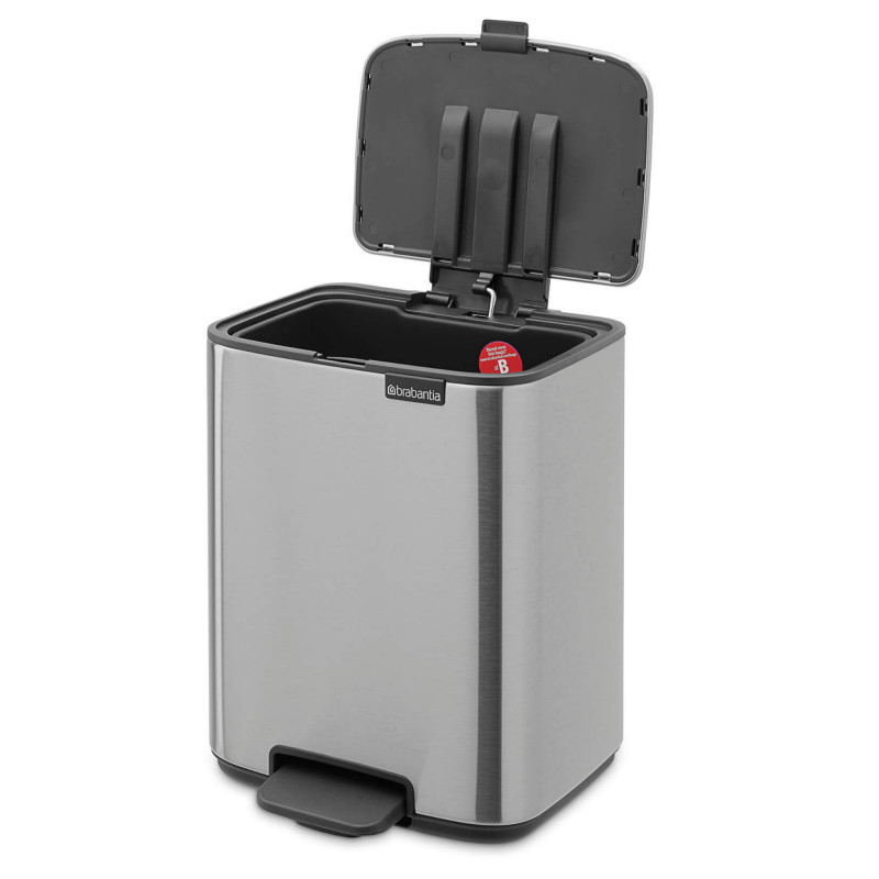 Кош за боклук Brabantia Bo Pedal 1010142, 7 л, Плавно затваряне, Гумирана основа, Устойчив на пръстови отпечатъци, Инокс