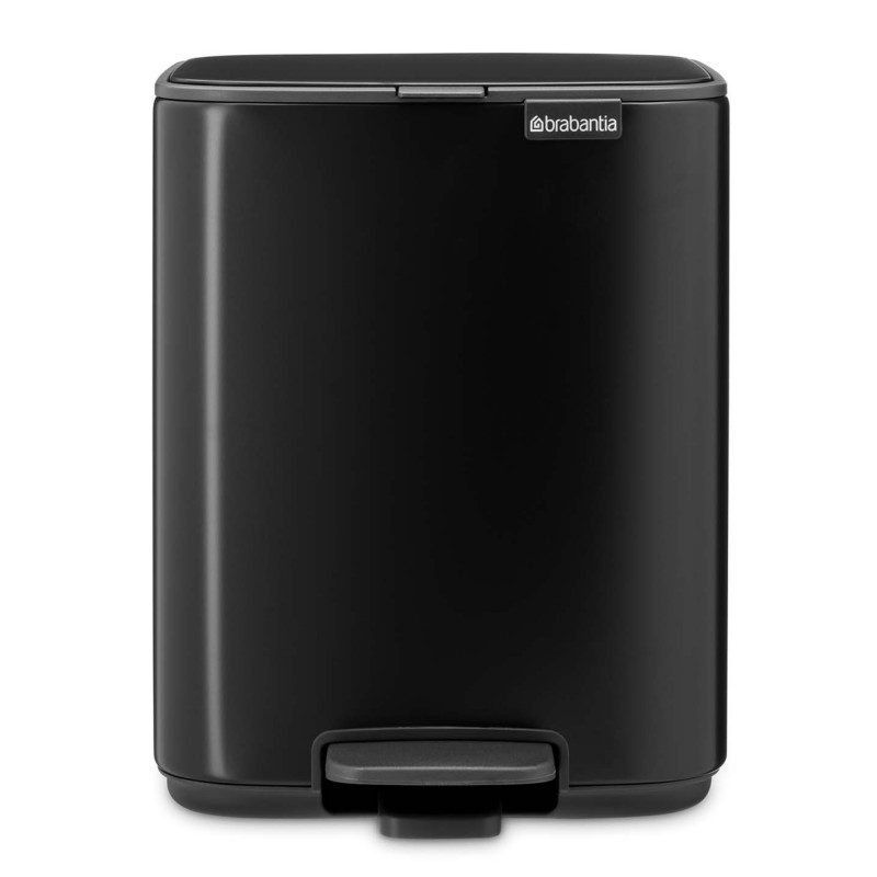 Кош за боклук Brabantia Bo Pedal 1010137, 7 л, Плавно затваряне, Гумирана основа, Черен мат