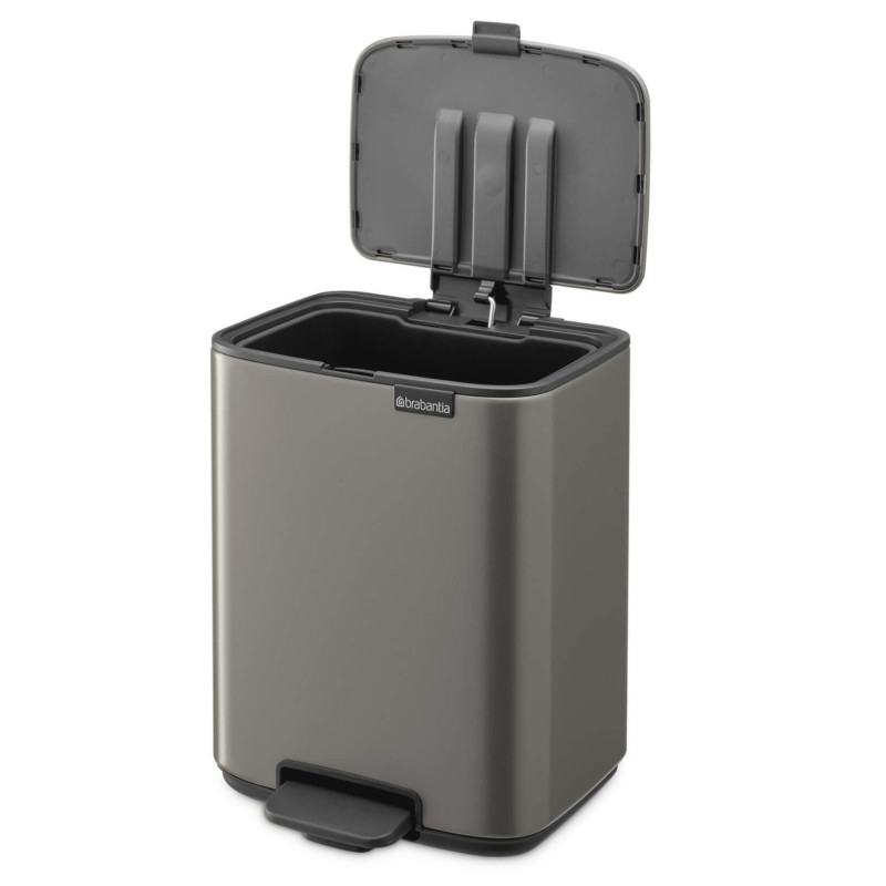 Кош за боклук Brabantia Bo Pedal 1010127, 7 л, Плавно затваряне, Гумирана основа, Тъмносив