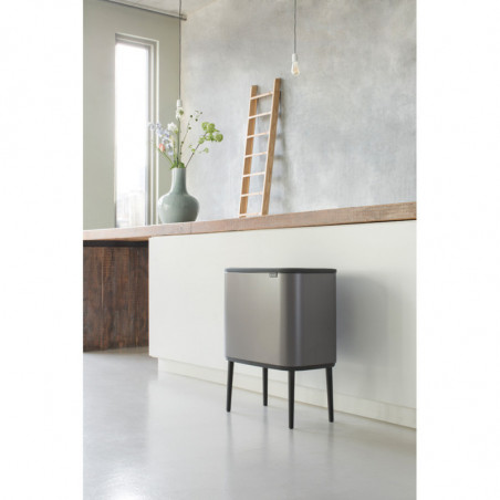 Кош за боклук Brabantia Bo Touch 651105, 36 л, Плавно и безшумно отваряне, Голям отвор, Сив