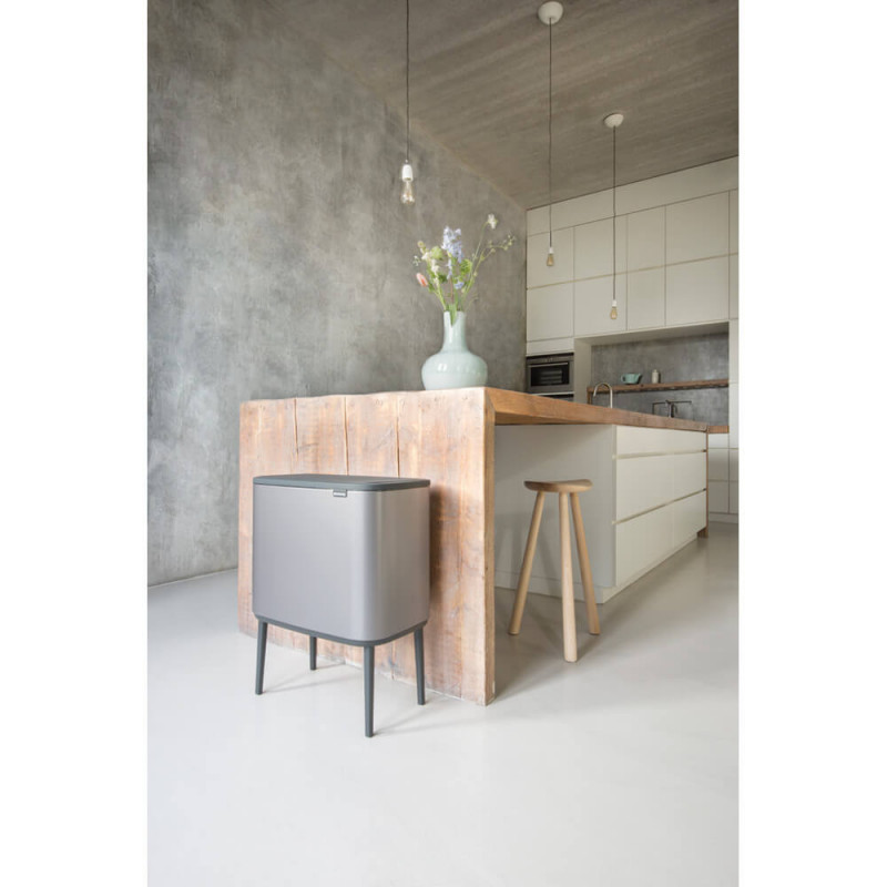 Кош за боклук Brabantia Bo Touch 651105, 36 л, Плавно и безшумно отваряне, Голям отвор, Сив