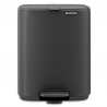 Кош за боклук Brabantia Bo Pedal 1010132, 7 л, Плавно затваряне, Гумирана основа, Минерално покритие, Тъмносив