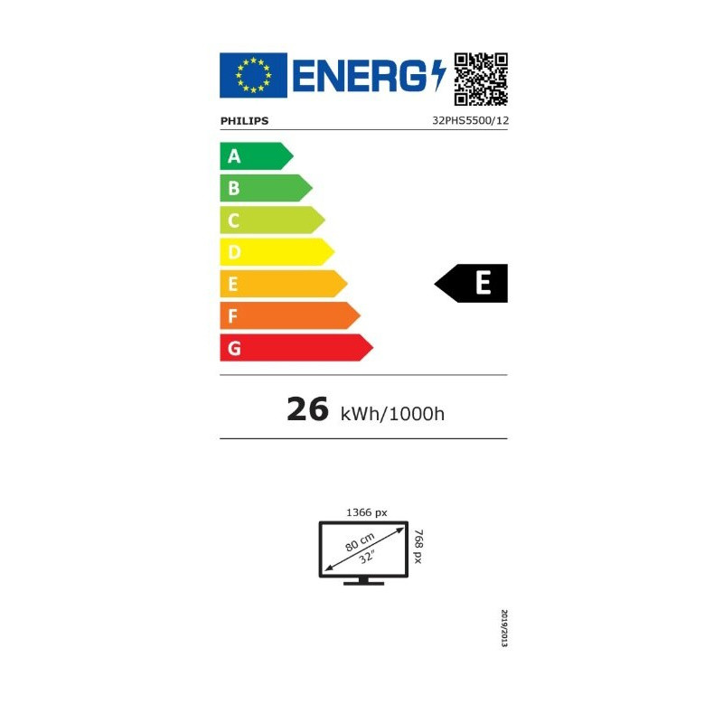 Телевизор Philips 32PHS5500/12, 32'', 80 см, 1280x720 HD, Клас E, LED, HDMI ARC, Черен