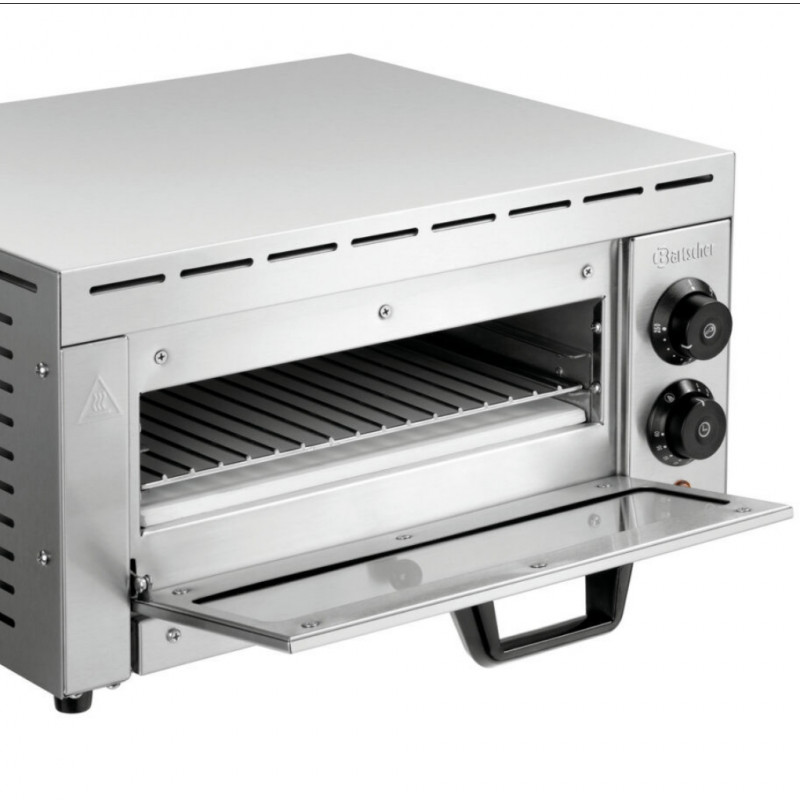 Електрическа фурна за пица Bartscher ST340, 1.5 kW, До 33.5 см, 50-250°C, Горен и долен нагревател, Поцинкована стомана, Прозорец, Инокс