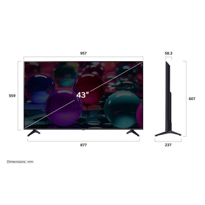 Телевизор LG 43UA73003LA, 4K UltraHD 3840 x 2160, 43", 108 см, Клас G, LED, Smart TV, AI Upscaling, webOS, Черен