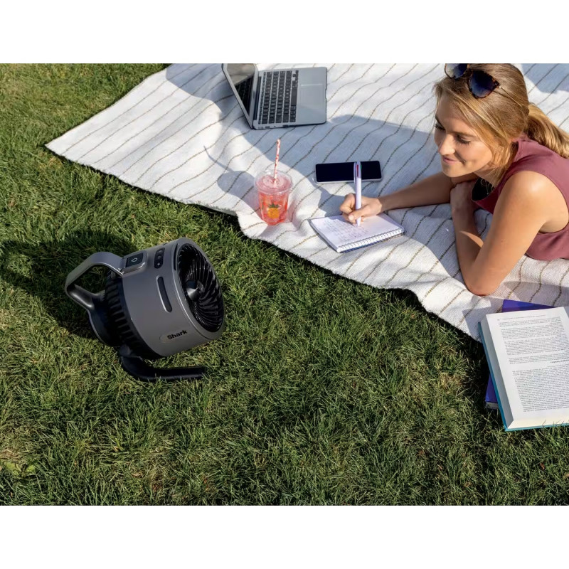 Вентилатор Shark FlexBreeze HydroGo FA050EU, 36W, 5 скорости + 2 режима, Регулируем наклон до 45 градуса, Автономия 12 часа, IPX5, Черен/Сребрист