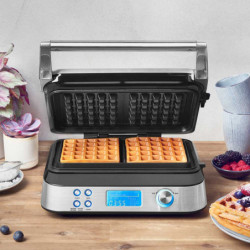 Гофретник Gastroback Advanced Control, 1600W, 220 мл, 7 степени на изпичане, Двойни нагреватели, Дълбоки плочи, Таймер, Защита от преливане, Сребрист