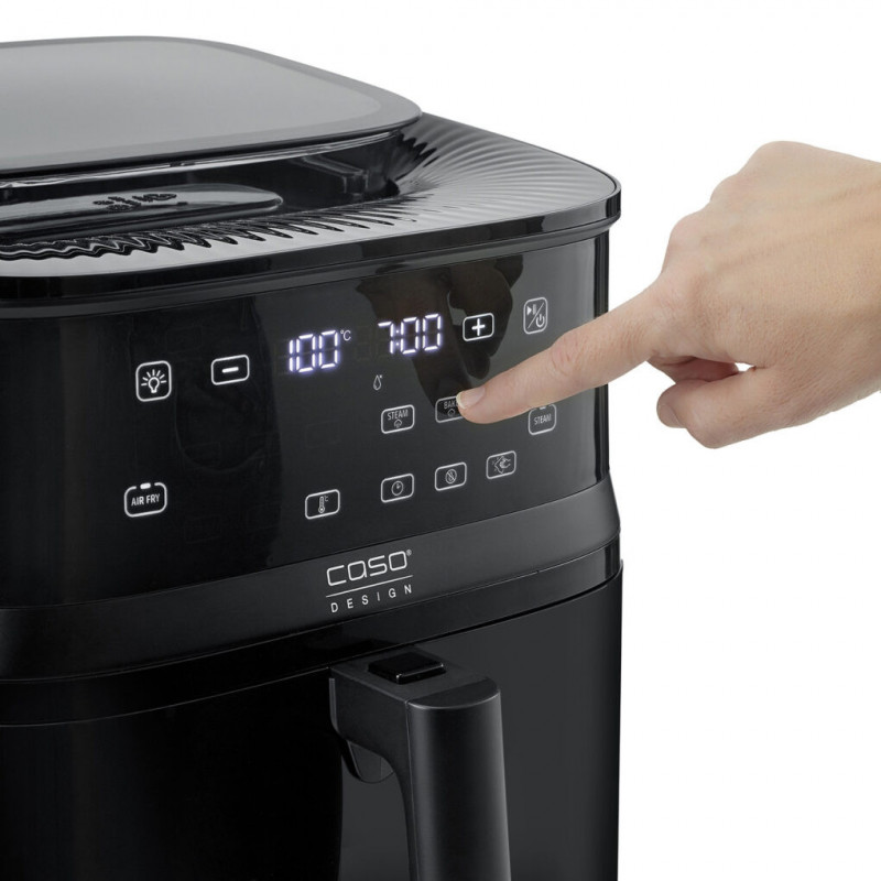 Фритюрник с горещ въздух и пара Caso AirFry & Steam 700, 1700W, 7 л, 10 програми, 60-200°C, Таймер, Прозорец, Напомняне, Черен