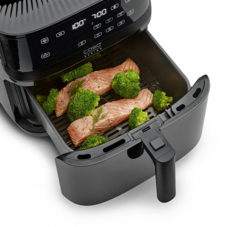 Фритюрник с горещ въздух и пара Caso AirFry & Steam 700, 1700W, 7 л, 10 програми, 60-200°C, Таймер, Прозорец, Напомняне, Черен
