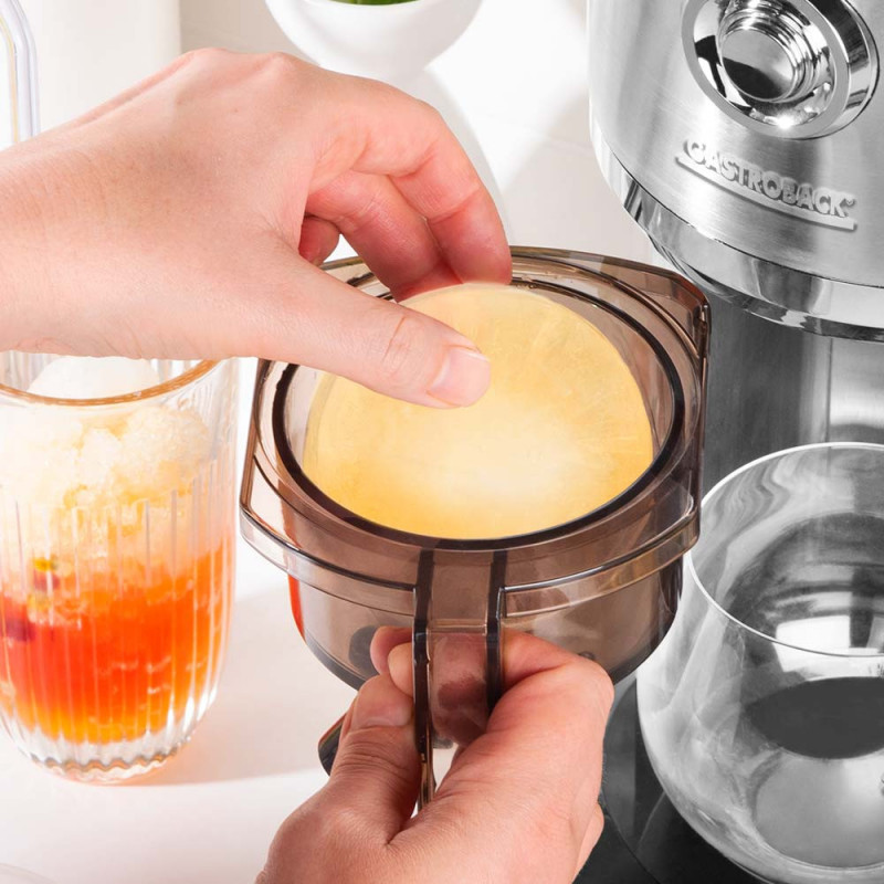 Машина за ледени десерти Gastroback Slushy & Ice Cream, 35W, 200 мл, Фино/грубо, 4 форми, Инокс